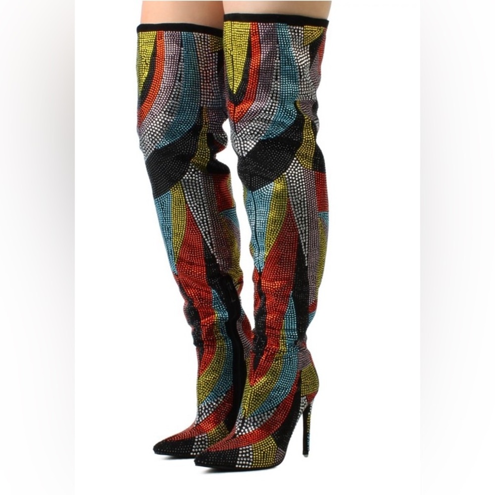 NEW Colorful Rhinestone Boots - Picture 3 of 3